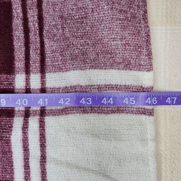 Banana Republic Mariana Deep Red Plaid Fringe Cashmere Blend Poncho Wrap Sweater - Picture 9 of 10